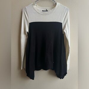 DKNY Cream Asymmetrical Ribbed Long Sleeve